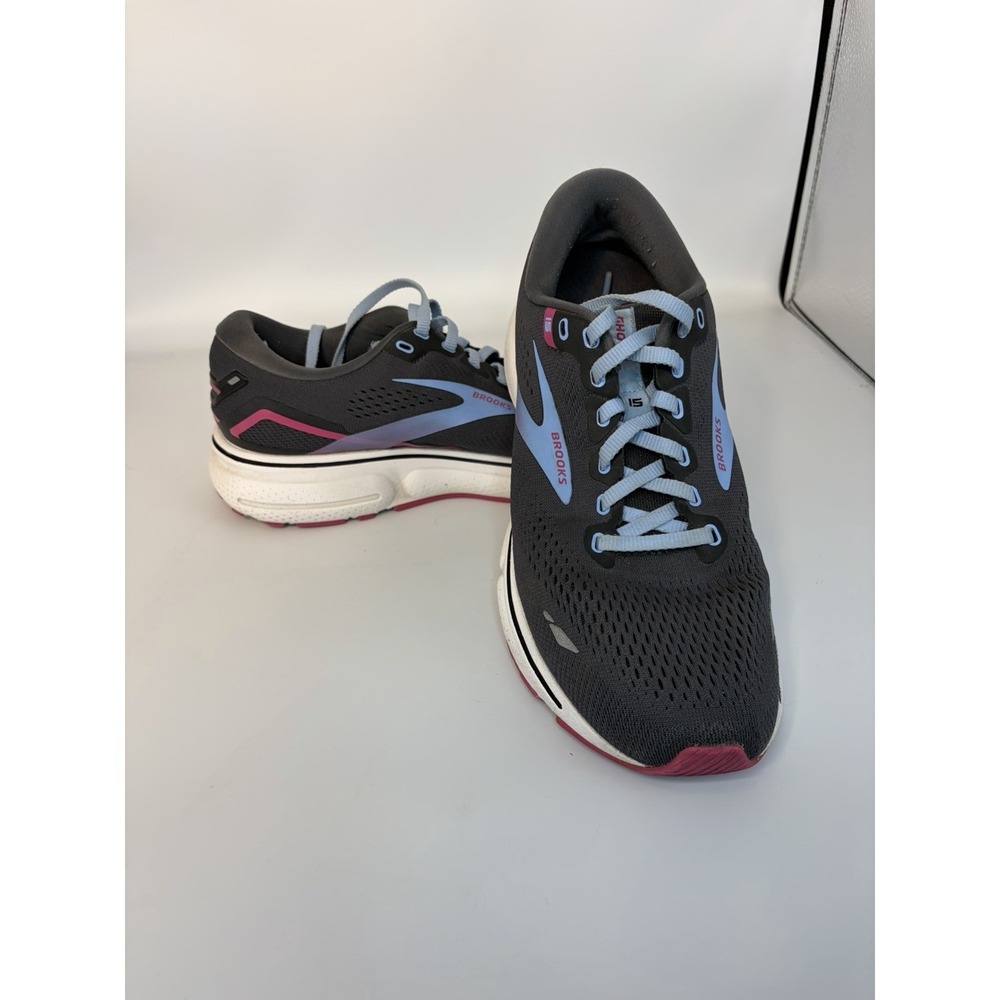 Brooks Ghost 15 Women's Size 9.5B Gray Blue Pink Running Shoes Sneakers Athletic